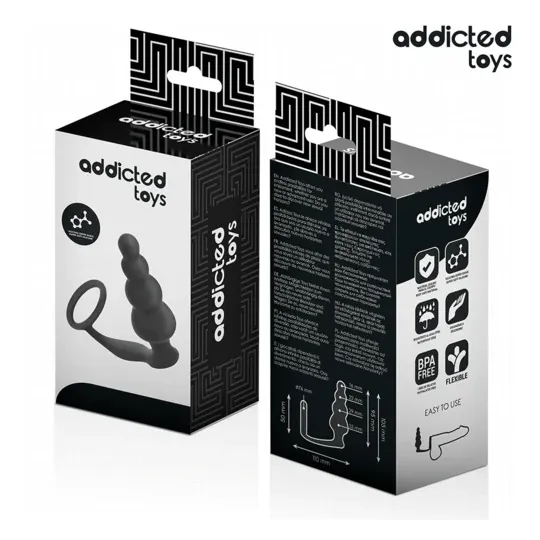 Addicted Toys plug anale con anello testicolare in silicone nero Modello 5 - vista del prodotto