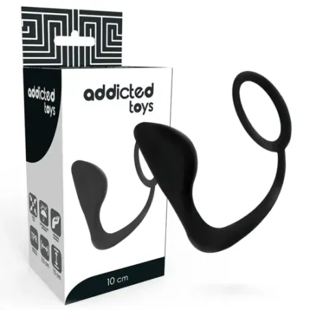 Plug anal negro con anillo pene Addicted Toys vista general" }, "2": { "fr": "Boîte emballage plug anal noir anneau pénis Addict