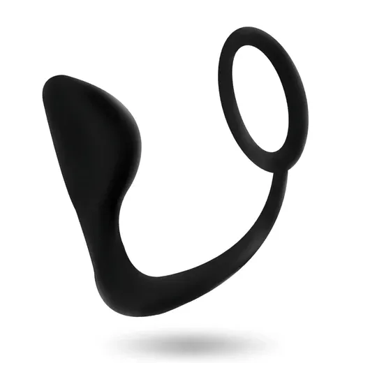 Plug anale nero con anello penieno Addicted Toys vista d'insieme