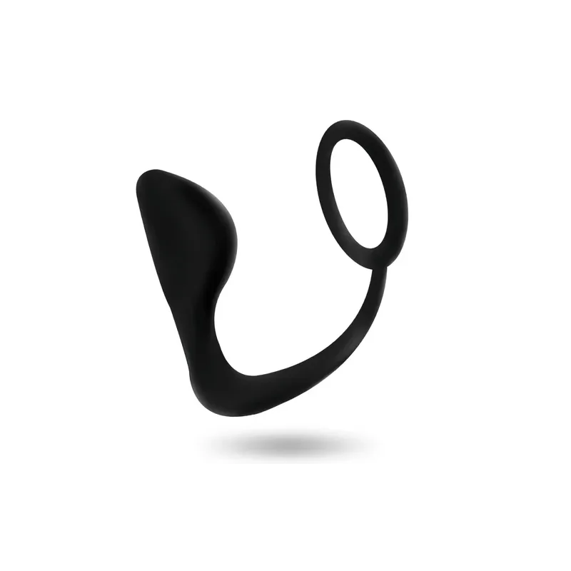 Plug anale nero con anello penieno Addicted Toys vista d'insieme