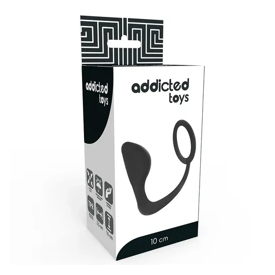 Plug anale nero con anello penieno Addicted Toys vista d'insieme