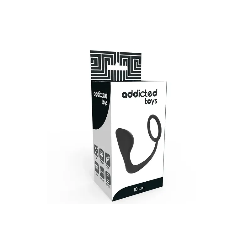 Plug anale nero con anello penieno Addicted Toys vista d'insieme