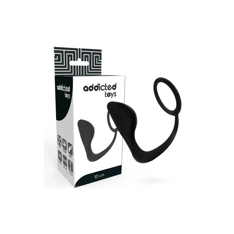 Schwarzer Analplug mit Penisring Addicted Toys Gesamtansicht