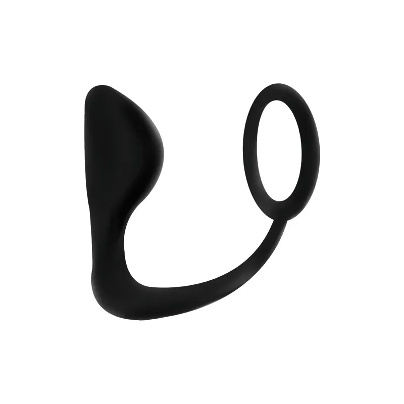 Plug anale nero con anello penieno Addicted Toys vista d'insieme
