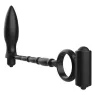 Plug anal vibrant Addicted Toys en silicone noir, anneau vibrant pour pénis, vue d'ensemble du produit