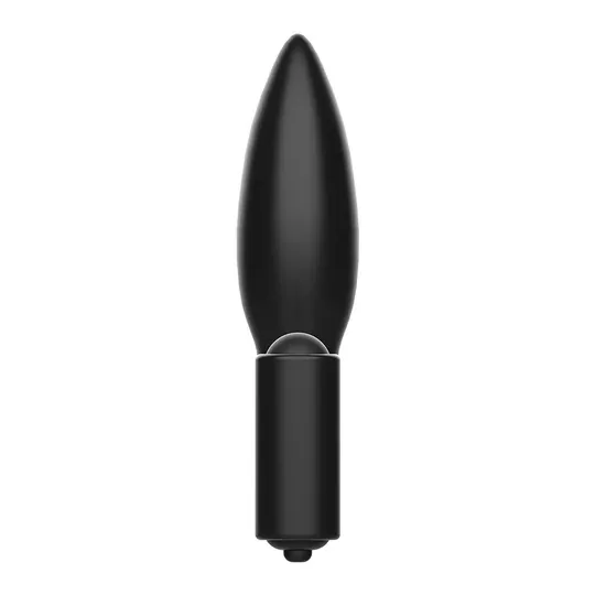 Plug anale vibrante Addicted Toys in silicone nero, anello vibrante per pene, vista prodotto
