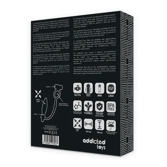 Plug anale vibrante Addicted Toys in silicone nero, anello vibrante per pene, vista prodotto