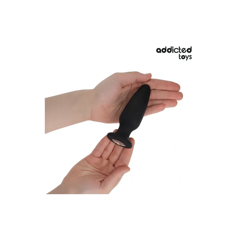 Large butt plug Addicted Toys 12.6 cm silicone with clear jewel front view