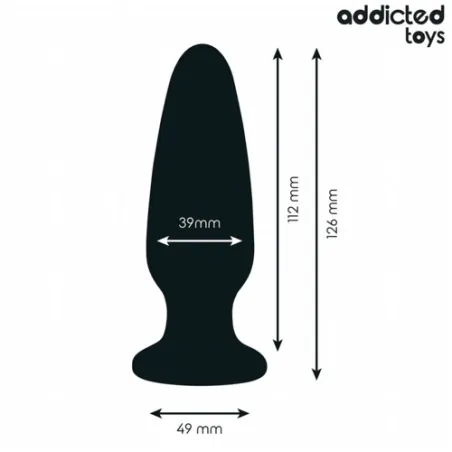 Large butt plug Addicted Toys 12.6 cm silicone with clear jewel front view