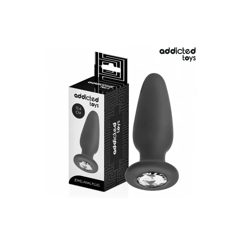 Großer Analplug Addicted Toys 12,6 cm Silikon mit klarem Jewel Vorderansicht