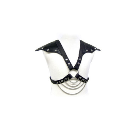 Harnais cuir épaules avec chaînes métal – Leather Body