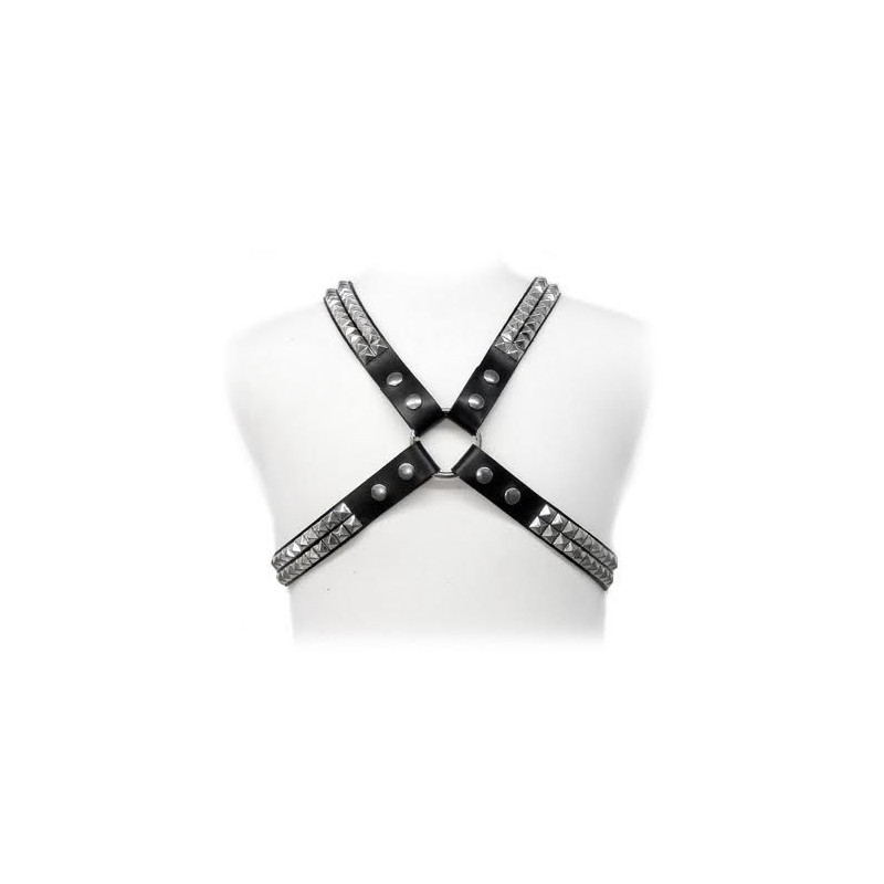 Harnais clous pyramidaux réglable S à XL – Leather Body
