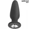 Plug anal con joya Addicted Toys talla S 8,8 cm de silicona negra con base adornada con una piedra brillante