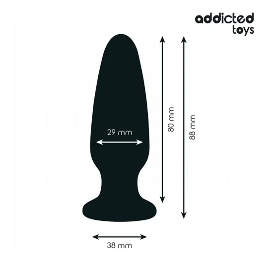 Plug anal con joya Addicted Toys talla S 8,8 cm de silicona negra con base adornada con una piedra brillante