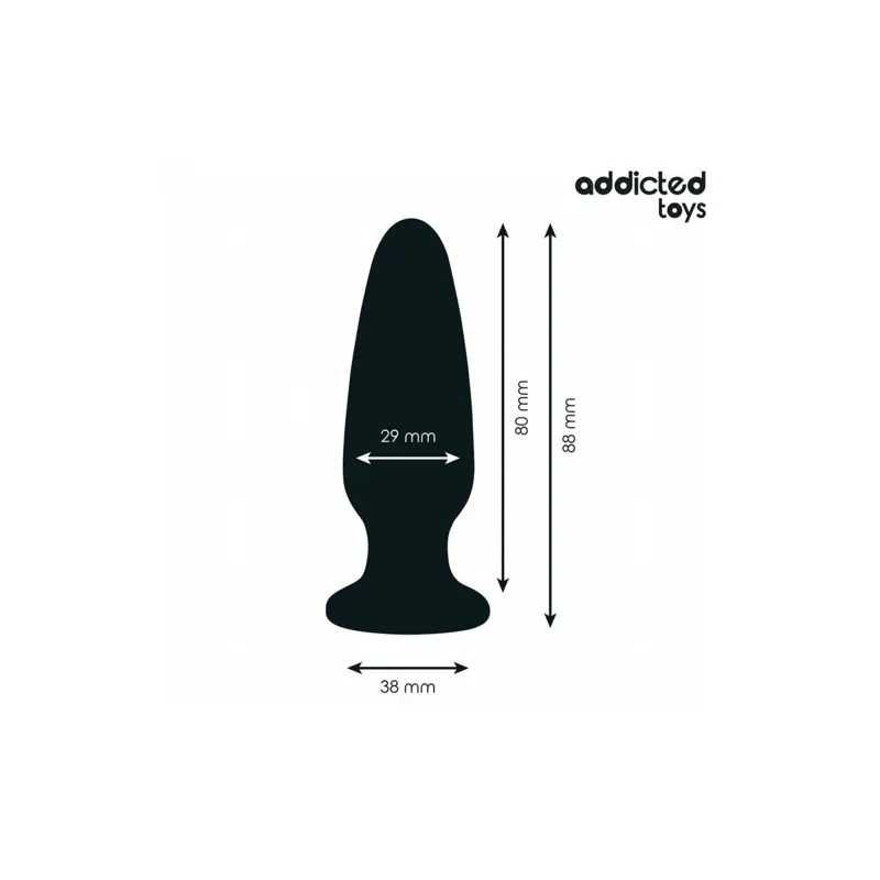 Plug anal con joya Addicted Toys talla S 8,8 cm de silicona negra con base adornada con una piedra brillante
