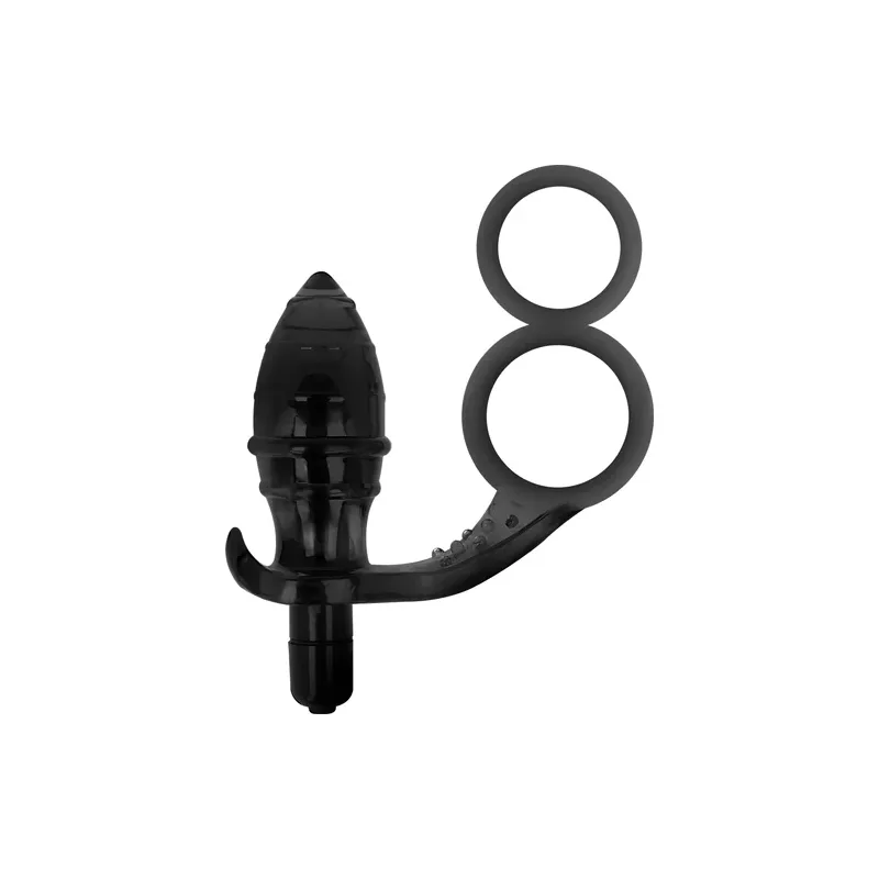 Plug anal vibrante negro doble anillo Addicted Toys vista producto" }, "2": { "fr": "Vue latérale plug anal vibrant noir double 