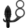 Schwarzer vibrierender Analplug mit Doppelring Addicted Toys Gesamtansicht