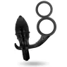 Black vibrating anal plug with double ring Addicted Toys full product view