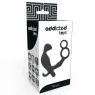 Black vibrating anal plug Addicted Toys with double cock and ball rings