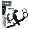 Plug anal vibrant noir Addicted Toys avec double anneau pénis et testicules