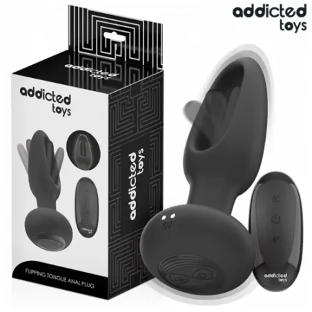 Plug anale con lingua vibrante Addicted Toys telecomando silicone nero vista principale