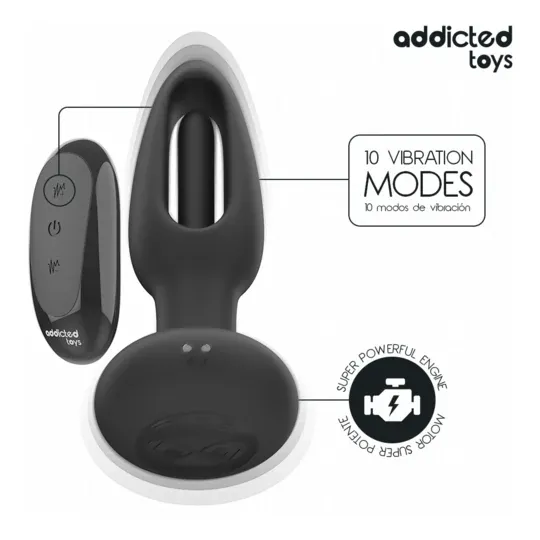 Plug anal à langue vibrante Addicted Toys télécommande silicone noir vue principale