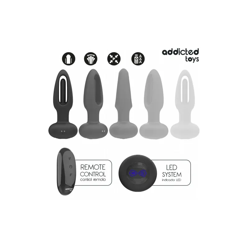 Plug anale con lingua vibrante Addicted Toys telecomando silicone nero vista principale