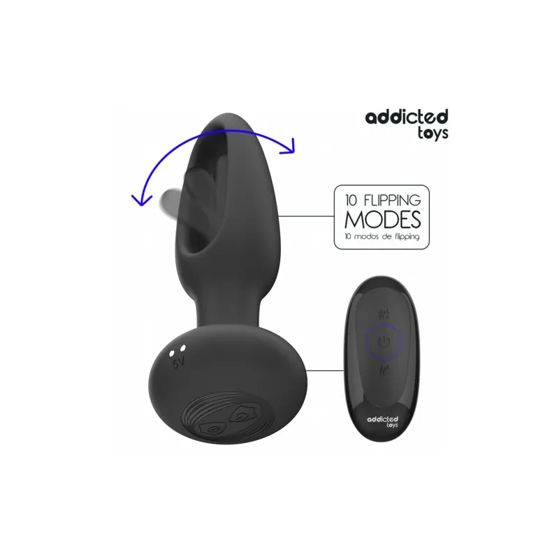 Analplug mit Zungenvibration Addicted Toys Fernbedienung Silikon schwarz Hauptansicht