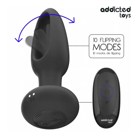 Plug anale con lingua vibrante Addicted Toys telecomando silicone nero vista principale