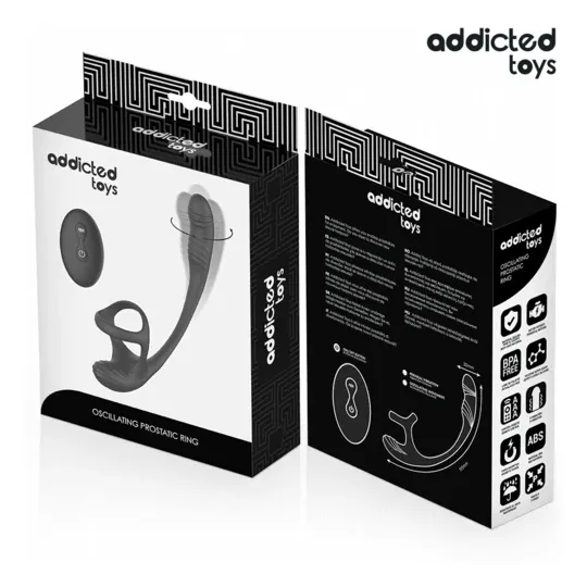 Plug anale vibrante Addicted Toys con ondulazione 360° e stimolatore testicolare - vista generale nero