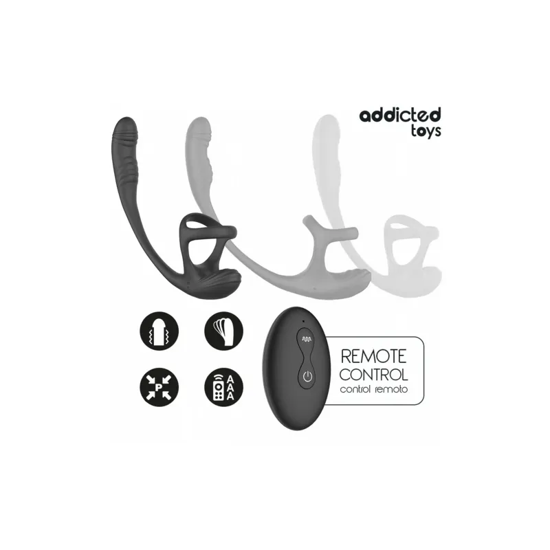 Plug anal vibrant Addicted Toys avec ondulation 360° - vue d'ensemble noir