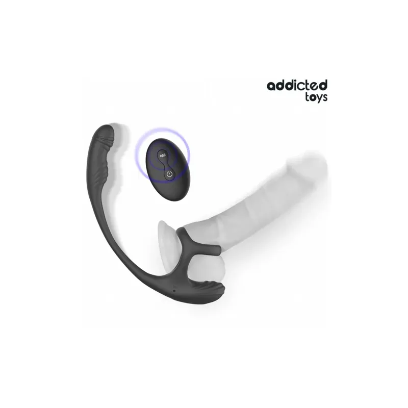 Plug anal vibrant Addicted Toys avec ondulation 360° - vue d'ensemble noir