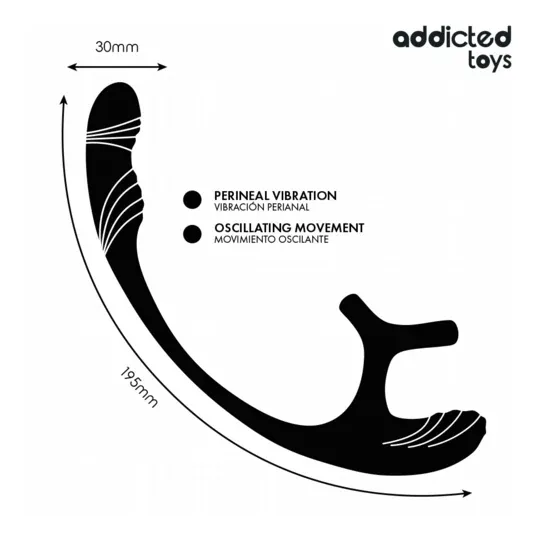 Addicted Toys vibrating anal plug with 360° undulation and testicle stimulator - overall view black