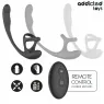 Addicted Toys vibrating anal plug with 360° undulation and testicle stimulator - overall view black
