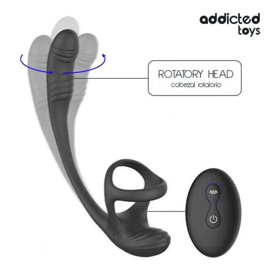 Plug anale vibrante Addicted Toys con ondulazione 360° e stimolatore testicolare - vista generale nero