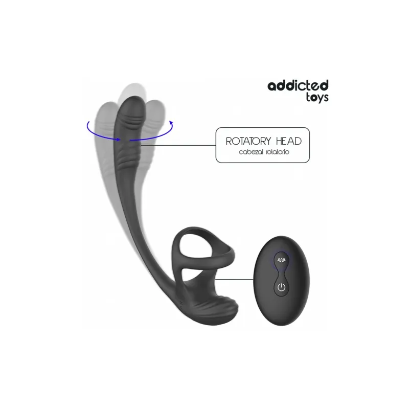 Plug anal vibrant Addicted Toys avec ondulation 360° - vue d'ensemble noir