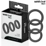 Lot de 3 anneaux plats en silicone confort Addicted Toys - vue d'ensemble des trois tailles