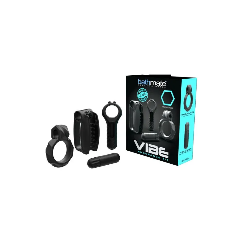 Kit de resistencia vibrante Bathmate con bala vibratoria 10 velocidades, anillo peneano y manguito masturbador de silicona