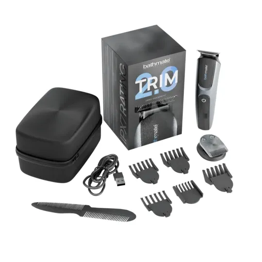 Bathmate Trim 2.0 recortador de precisión para cuerpo impermeable negro, cuchillas de acero inoxidable, carga USB-C.