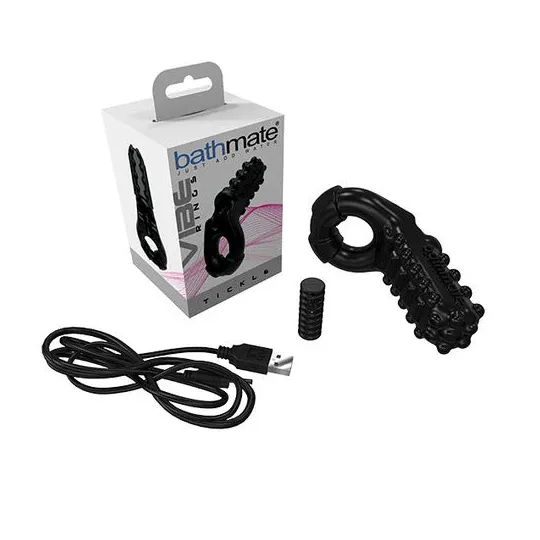 Anello vibrante Bathmate Tickle per stimolazione coppia, ricaricabile con 3 velocità.