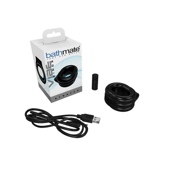 Bathmate stretchable vibrating ring 3 speeds, black, USB rechargeable, for improved erection.
