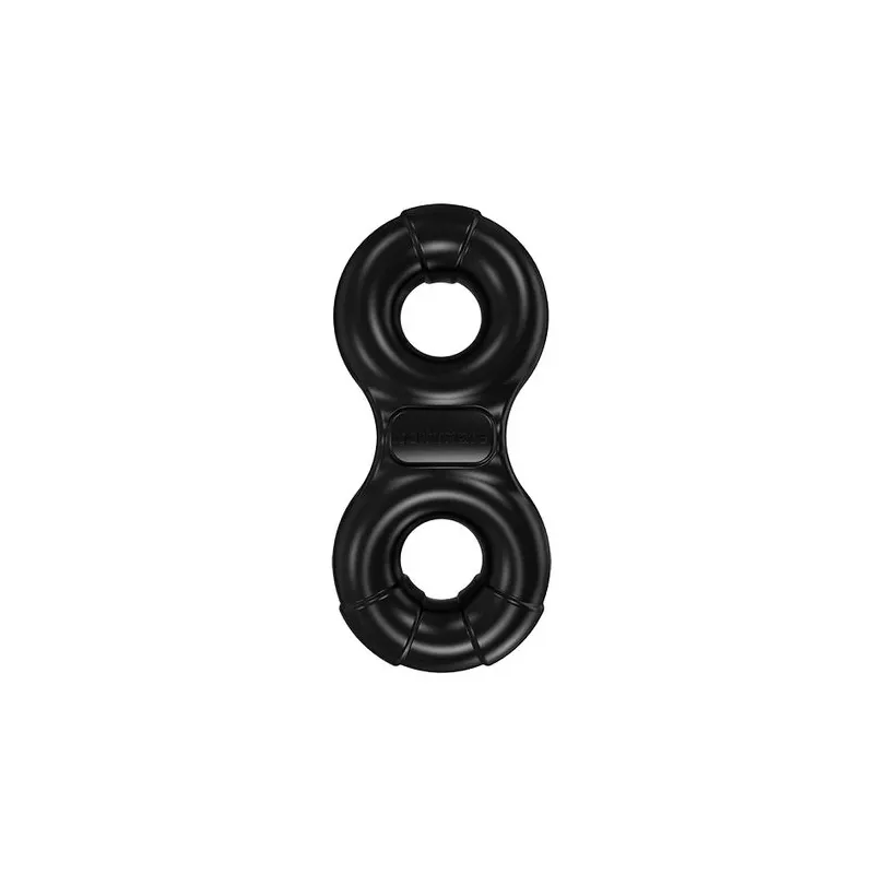 Rechargeable vibrating cock ring BATHMATE Eight 3 speeds black overall view with bullet vibrator included