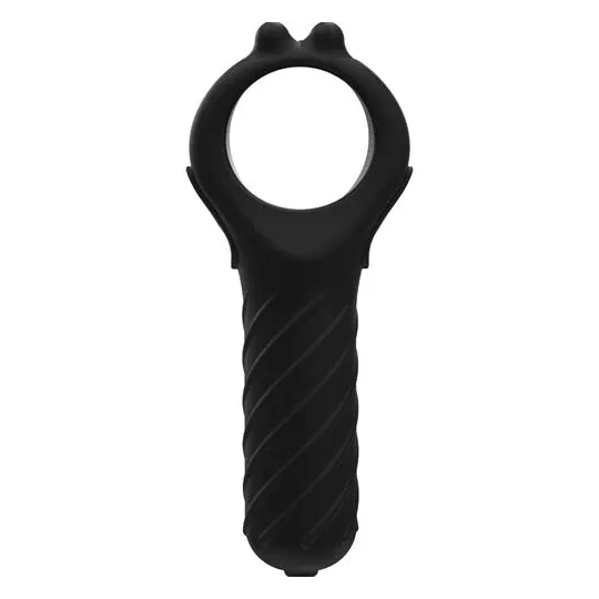 Vibratore Vibe Edge 10 modalità BATHMATE in silicone nero, vista frontale, forma ergonomica