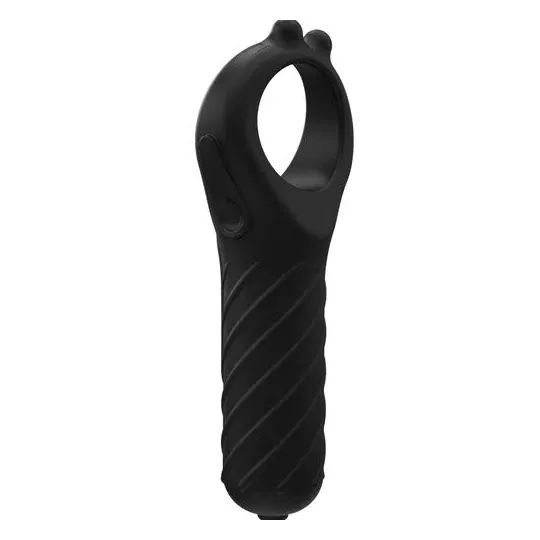 Vibratore Vibe Edge 10 modalità BATHMATE in silicone nero, vista frontale, forma ergonomica