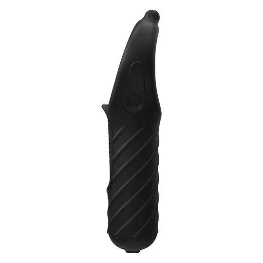 Vibratore Vibe Edge 10 modalità BATHMATE in silicone nero, vista frontale, forma ergonomica