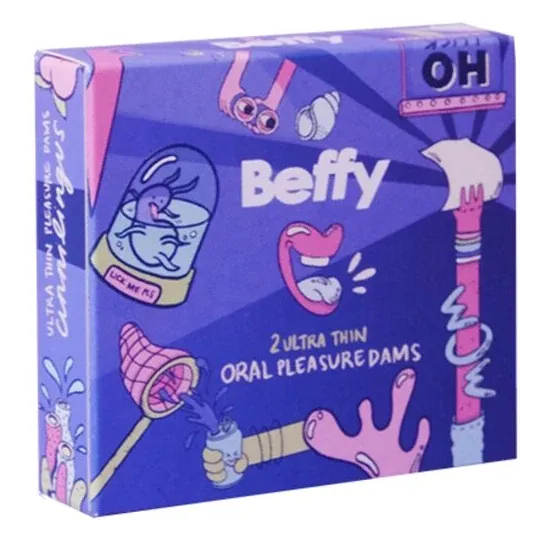 BEFFY ultra thin oral condom / dental dam in natural latex for safe oral sex protection.