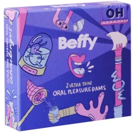 Préservatif oral ultra fin BEFFY en latex naturel, barrière pour sexe oral sécurisé.