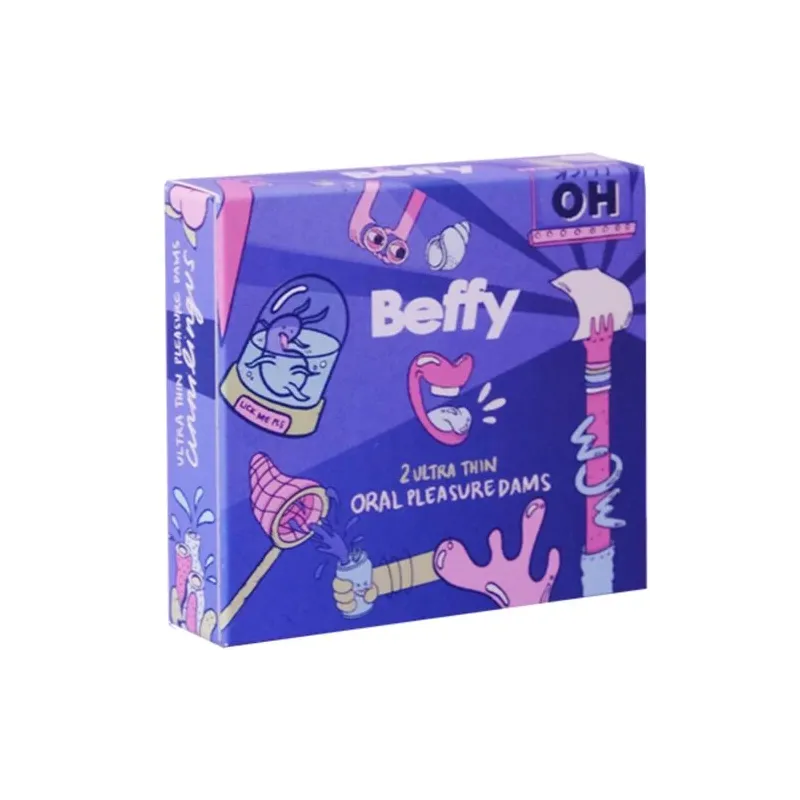 Préservatif oral ultra fin BEFFY en latex naturel, barrière pour sexe oral sécurisé.