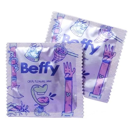 Preservativo orale ultra sottile BEFFY in lattice naturale, barriera per sesso orale sicuro.