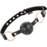 Bavaglio a palla in pelle vegana nero BEGME Black Edition con fori di ventilazione per sicurezza